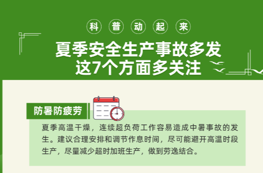 科普动起来丨夏季安全生产事故多发 这7个方面多关注
