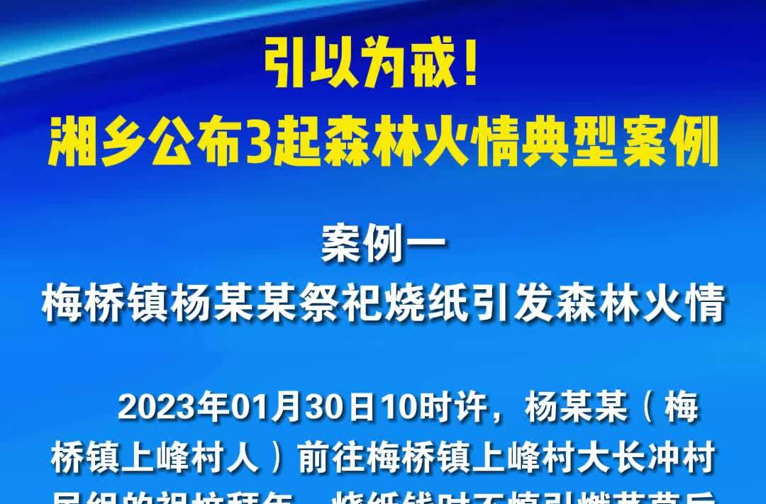 引以为戒！湘乡公布3起森林火情典型案例