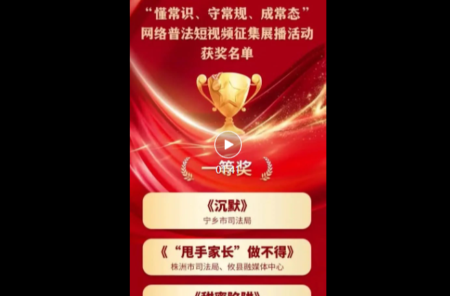 尊宪崇法｜2024年湖南省“懂常识、守常规、成常态”网络普法短视频征集展播活动获奖名单