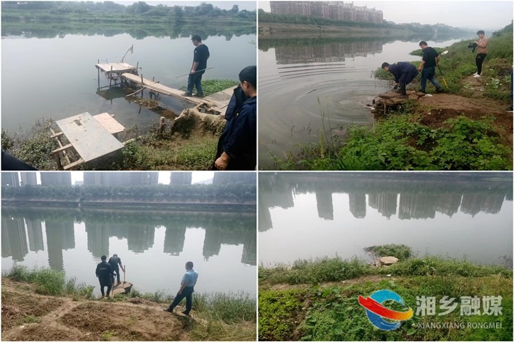 [昆仑桥街道]拆除违规钓台 守护一江碧水