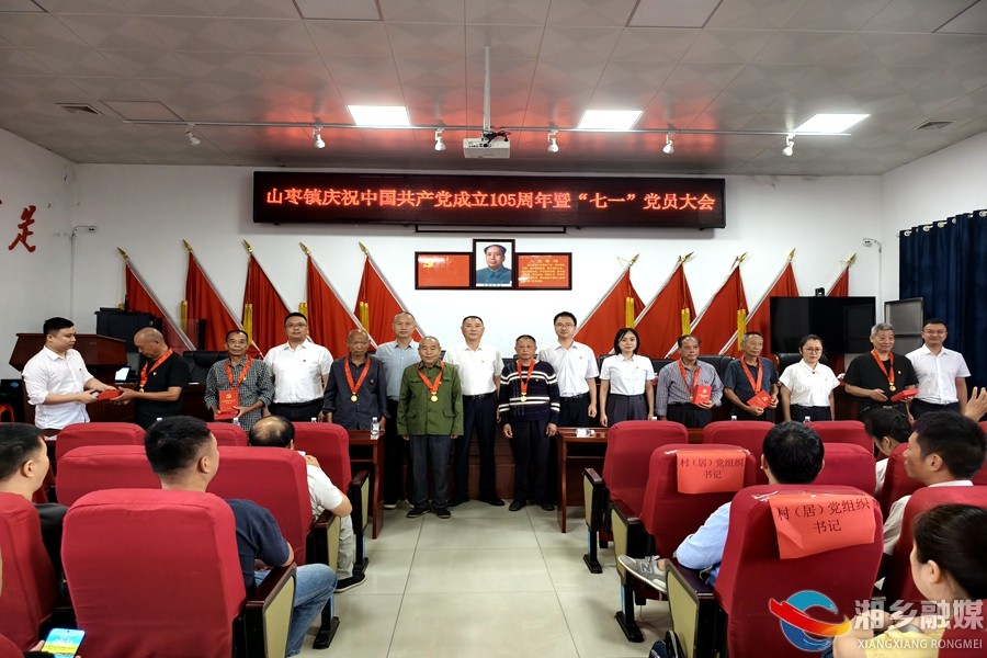 [山枣镇]颁发纪念章铭初心 专题党课强党性